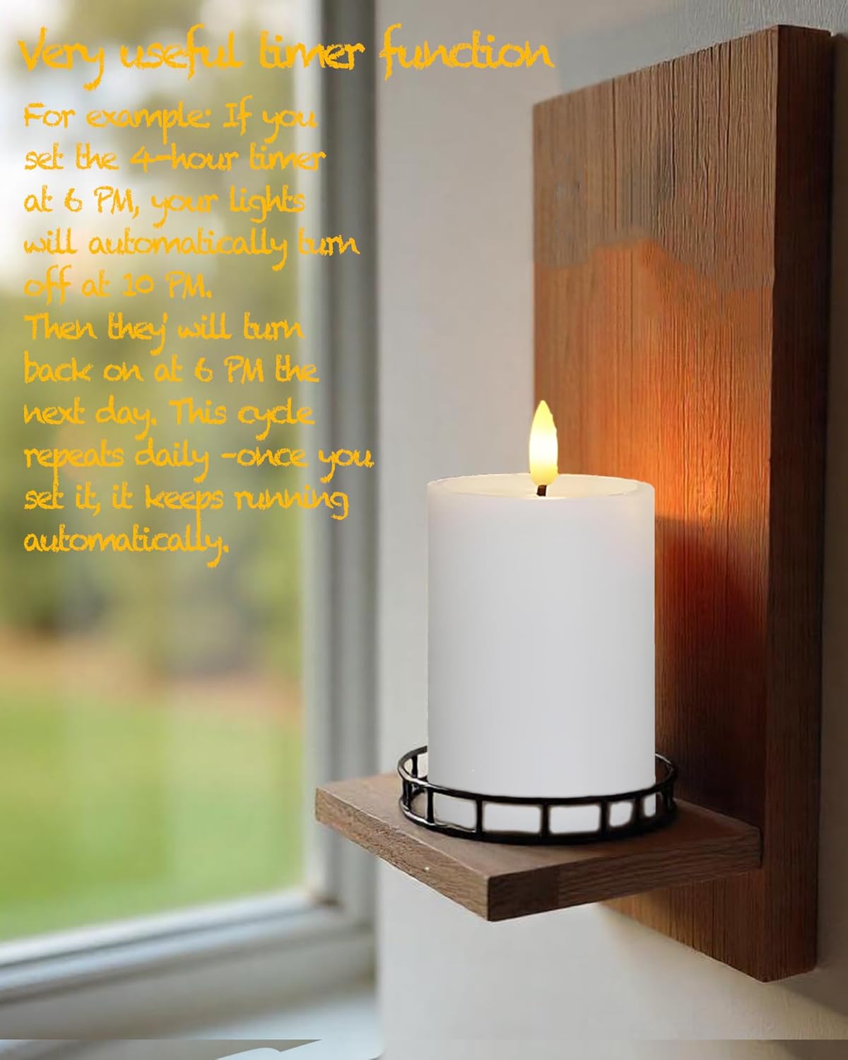 Gmnee 3"x4" Outdoor Waterproof Flameless Candles with Remote and Timers, LED Candles, Battery Operated Candles, Electric Fake Pillar Candles for Patio, Porch, and Lanterns Decor (Ivory, Plastic)