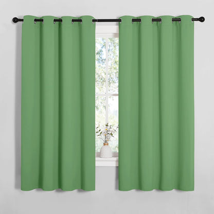 NICETOWN Halloween Pitch Black Solid Thermal Insulated Grommet Blackout Curtains/Drapes for Bedroom Window (2 Panels, 42 inches Wide by 63 inches Long, Black) - Colors D