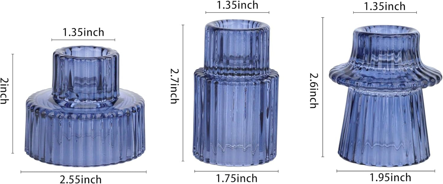 Vixdonos Taper Glass Candlestick Holders Tealight Candle Holders for Table Centerpieces, Wedding Decor and Dinner Party (6 Pcs, Green)