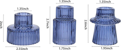 Vixdonos Taper Glass Candlestick Holders Tealight Candle Holders for Table Centerpieces, Wedding Decor and Dinner Party (6 Pcs, Green)
