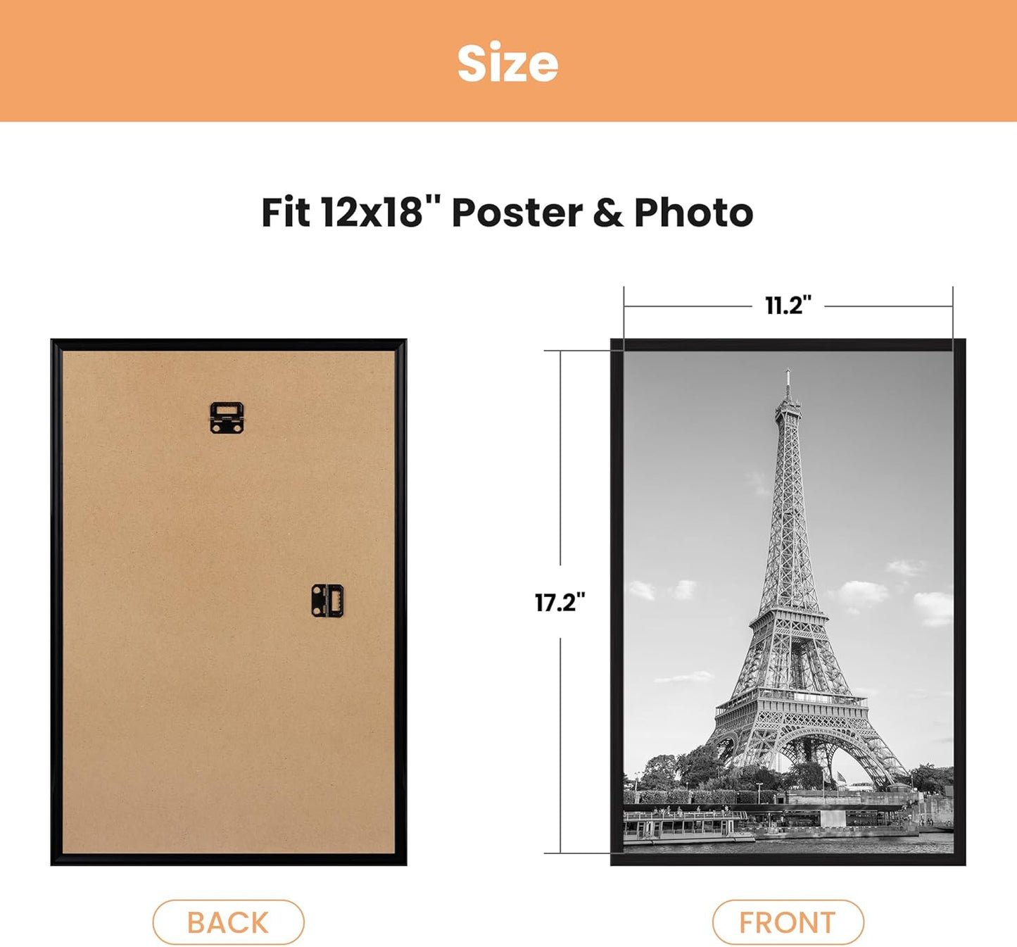 upsimples 24x36 Poster Frame Black 3 Pack, Scratch-Proof Picture Frames 24 x 36 for Photo Gallery - Slide-In Strips, Horizontal or Vertical Wall Mounting
