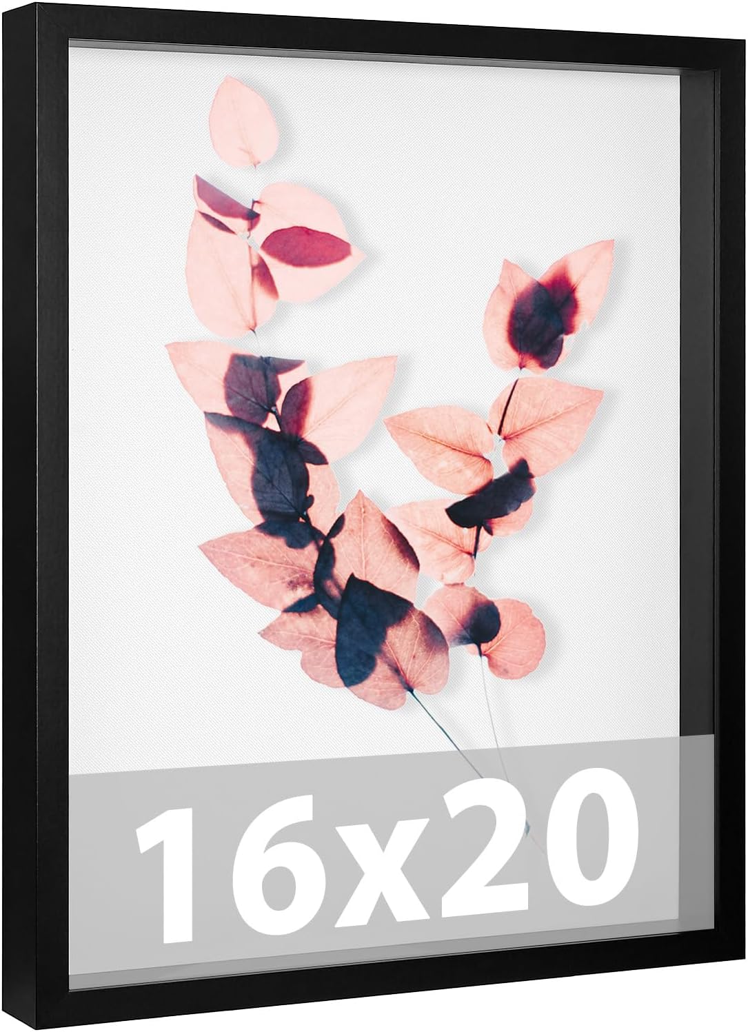 Califortree 8x8 Shadow Box Frame with Soft Linen Back - Push Pins Included, Memory Box Display Case for Flower, Tickets and 3D Items, Black