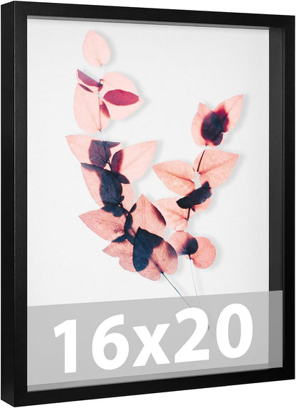Califortree 8x8 Shadow Box Frame with Soft Linen Back - Push Pins Included, Memory Box Display Case for Flower, Tickets and 3D Items, Black