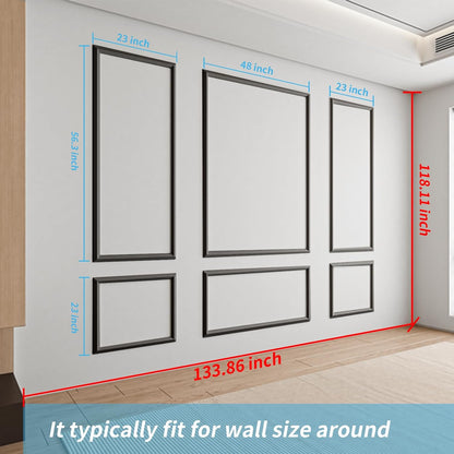 Art3d Pre-Cut Wall Molding Set of 6 pcs, Ready-to-Assemble Wainscoting Panels for Interior Wall Décor Living Room Bedroom Accent Wall - Installed with Glue, 3 Top 3 Bottom