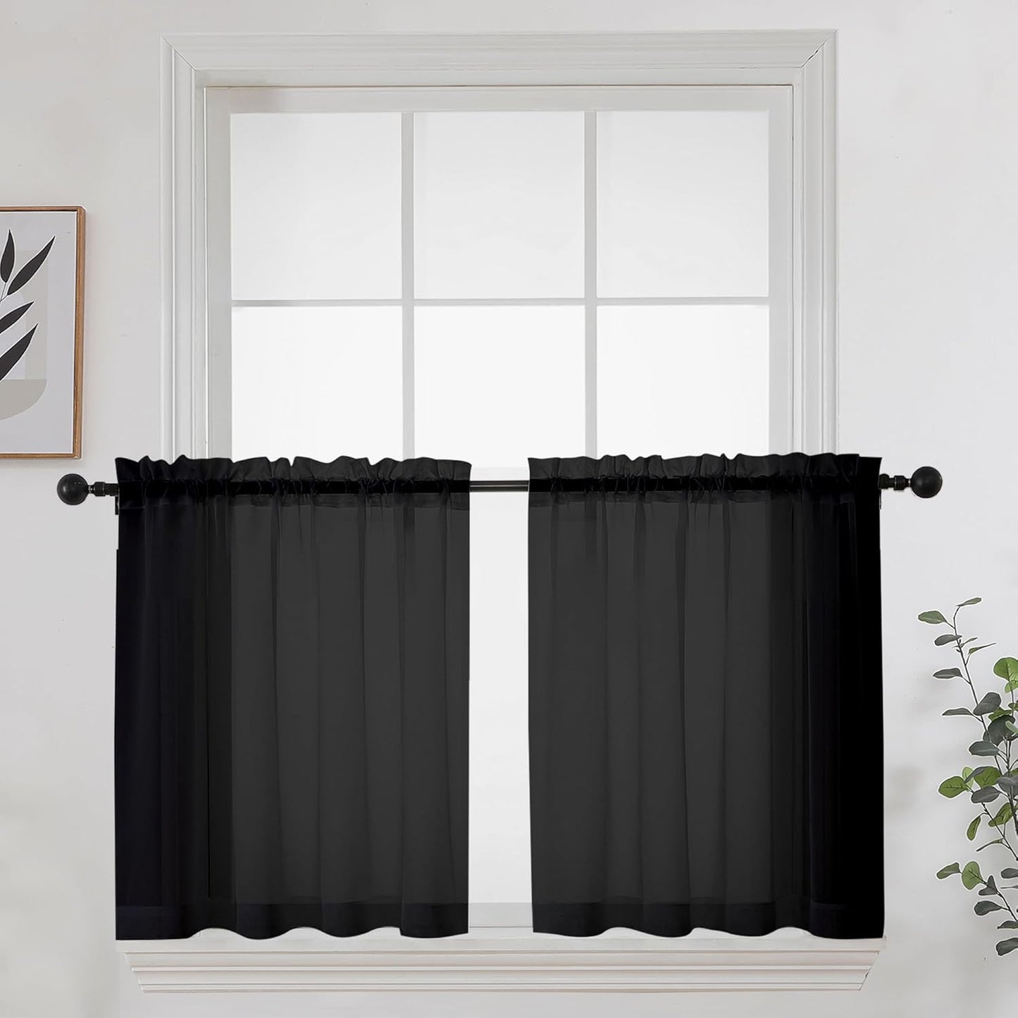 OWENIE Sheer Curtains 84 inches Long 2 Panels Set for Living Room/Bedroom, Rod Pocket Voile Sheer Panel Drapes, White, 2pcs, Each 42" W x 84" L - Colors B