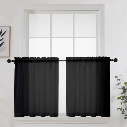 OWENIE Sheer Curtains 84 inches Long 2 Panels Set for Living Room/Bedroom, Rod Pocket Voile Sheer Panel Drapes, White, 2pcs, Each 42" W x 84" L - Colors B