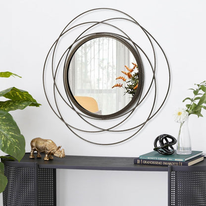 Gold Sunburst Mirrors for Wall Decorative Metal Round Art Mirrors Large Wall Decor Hanging Mirror for Bathroom Bedroom Living Room Vanity Entryway 16"