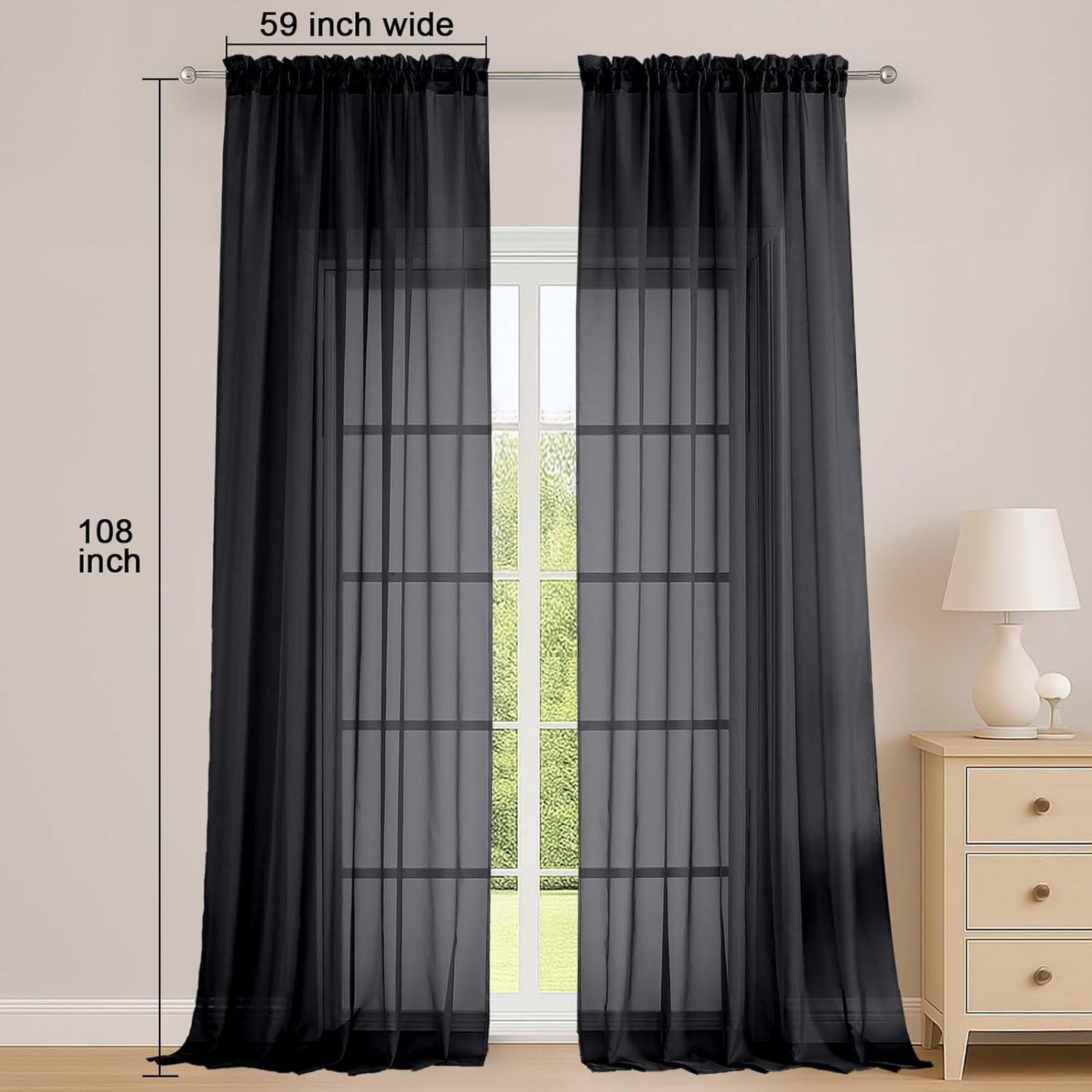 OWENIE Sheer Curtains 84 inches Long 2 Panels Set for Living Room/Bedroom, Rod Pocket Voile Sheer Panel Drapes, White, 2pcs, Each 42" W x 84" L - Colors B
