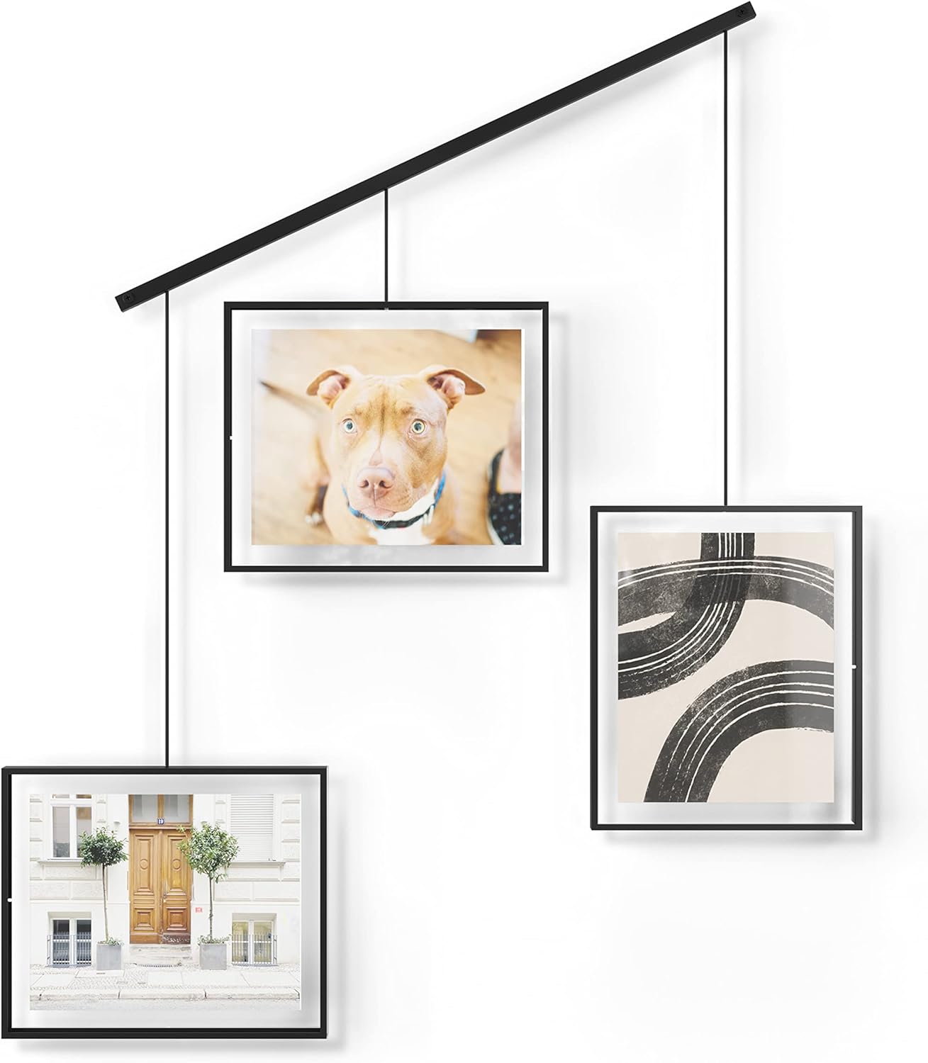 Umbra Exhibit Picture Frame Gallery Set, Adjustable Wall Collage Displays Nine Photos (Four 5x7" and Five 8x10"), Set of 9, Black