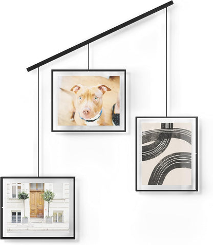 Umbra Exhibit Picture Frame Gallery Set, Adjustable Wall Collage Displays Nine Photos (Four 5x7" and Five 8x10"), Set of 9, Black