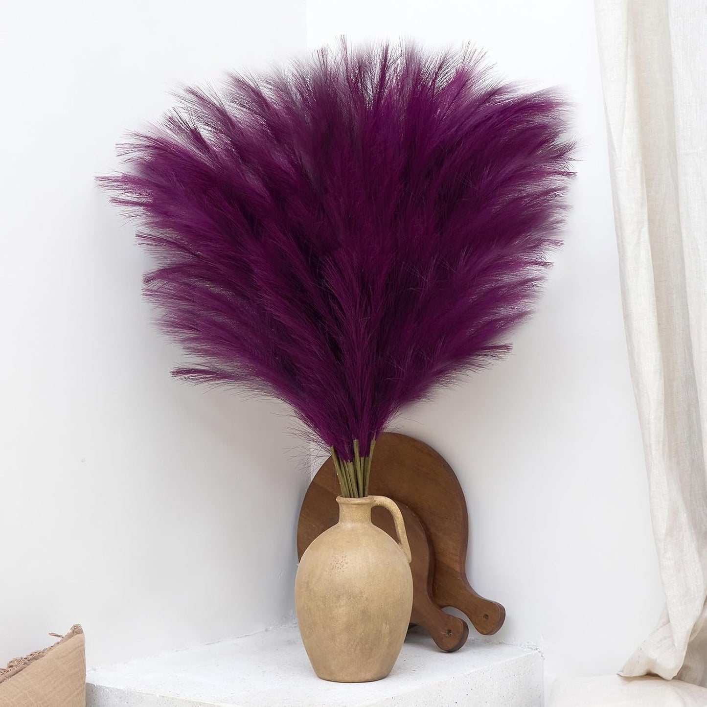 10 Pcs 39''/3.2FT Faux Pampas Grass Decor, Large Tall Fluffy Artificial Fake Flower, Bedroom Decor Boho Decor Pompas Floral for Vase Filler Farmhouse Home Wedding Decor (Blue)