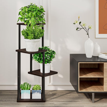 AZERPIAN Plant Stand 5 Tier Indoor Metal Flower Shelf for Multiple Plants Corner Tall Flower Holders for Patio Garden Living Room Balcony Bedroom, Black (5 Tier-Black)