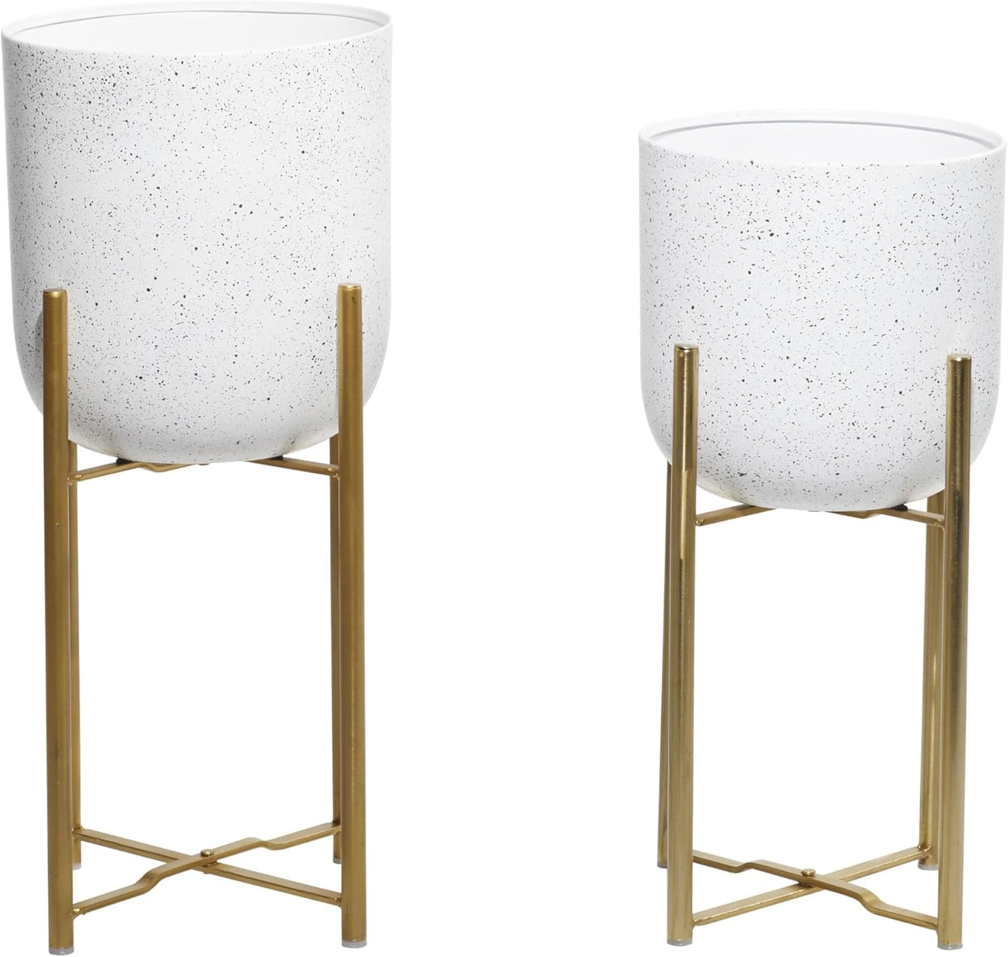 CosmoLiving by Cosmopolitan Metal Indoor Outdoor Planter Dome Large Planter Pot with Removable Stand, Set of 2 Planters 19", 22"H, Gold