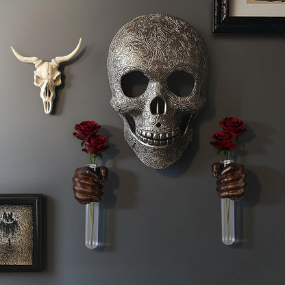 2 Pieces Wall Sculptures, Hands Vase Home Decor, Wall Mount Art Sculpture, Unique Wall Art Statue, Funky Flower Vase Decorations, Modern Eclectic Hanging Decor,Hands Statue (Black)