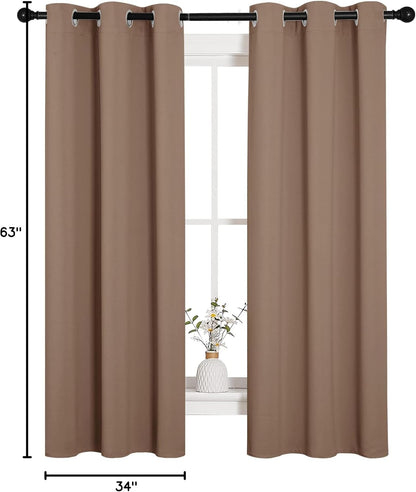 NICETOWN Halloween Pitch Black Solid Thermal Insulated Grommet Blackout Curtains/Drapes for Bedroom Window (2 Panels, 42 inches Wide by 63 inches Long, Black) - Colors D