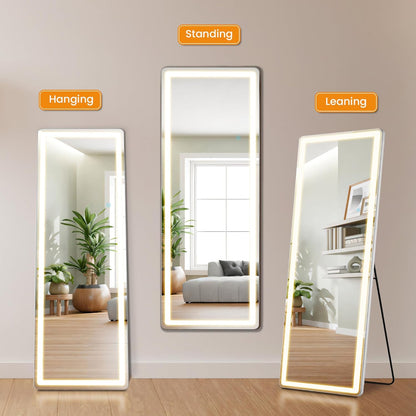 Mirror Full Length, Upgraded 16"x59" Body Wall Mirrors with Shatter-Proof Glass, Floor Standing, Hanging or Leaning, Tall Mirror with Stand Aluminum Alloy Frame for Bedroom Cloakroom