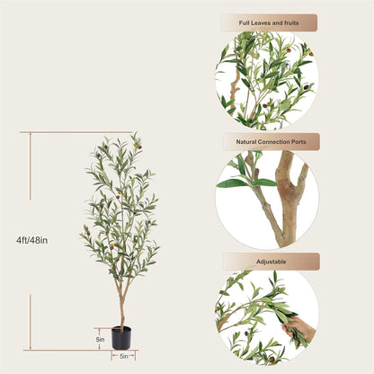 Bellacat Faux Olive Tree 7ft，Olive Trees Artificial Indoor with Natural Wood Trunk and Realistic Leaves and Fruits. 7 Feet(84in) Fake Olive Tree for Home House Office Décor.