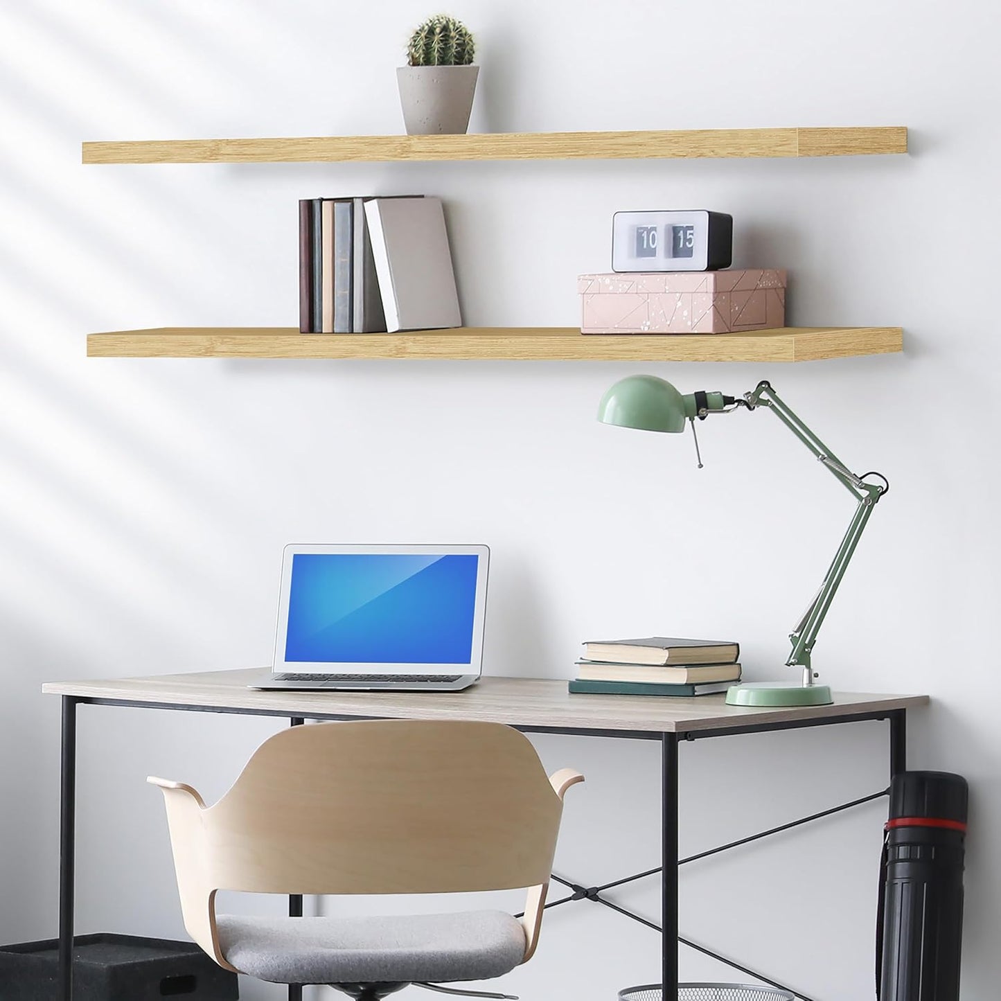 Sorbus Floating Shelves for Wall - 48 Inch Long Bathroom Shelves, Wall Decor for Bedroom, Kitchen, Living Room & Book Storage - Mounted Floating Shelf with Invisible Brackets (Maple Wood, 2 Pack)