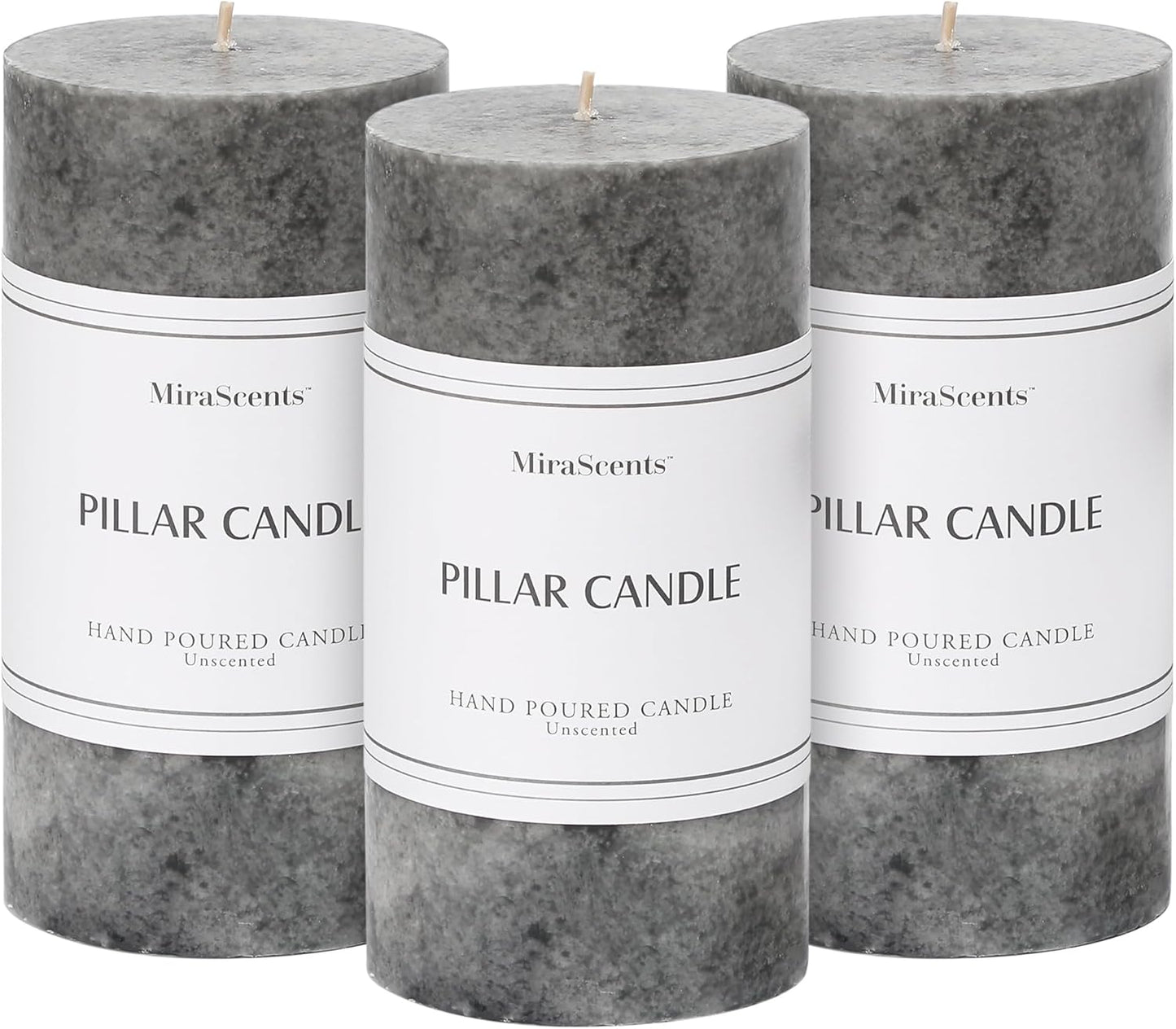 3x4 inch Green Pillar Candles Set of 3, Unscented Pillar Candle, Dripless and Smokeless Large Candles, Candle for Home Decor, Dinner Table,Weddings, Holidays