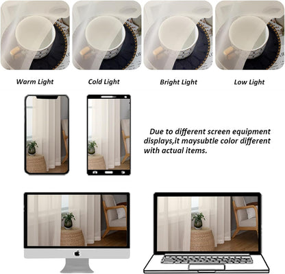 Chyhomenyc Sheer White Valances for Windows 2 Pack, Small Window Curtains for Living Room Bathroom Cafe Laundry Basement, Modern Top Dual Rod Pocket Voile Curtain, 42W x 14L inches, White - Colors A