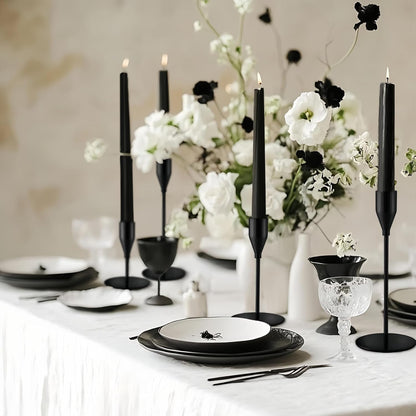 French Gold Taper Candle Holders for Wedding Table Centerpiece,Tall Taper Candlestick Holders Bulk Set of 6,Metal Candle Stick Holders for Dinning or Mantel Centerpiece,Party Home Decor