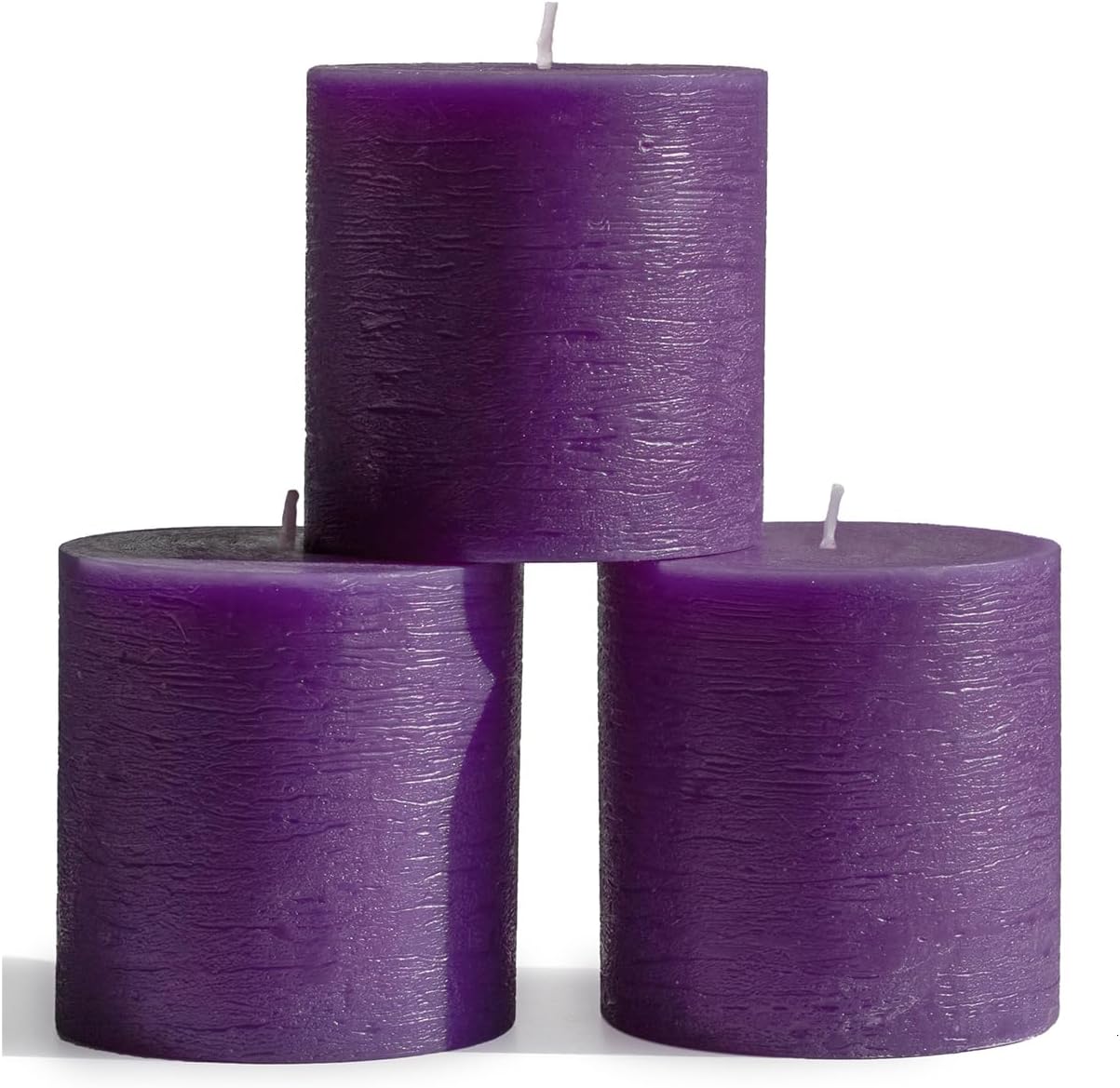 CANDWAX 3x4 inch Pillar Candles Set of 3 – Unscented Dripless Rustic Dark Blue Candles for Room Decor, Weddings, Centerpieces