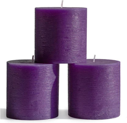 CANDWAX 3x4 inch Pillar Candles Set of 3 – Unscented Dripless Rustic Dark Blue Candles for Room Decor, Weddings, Centerpieces