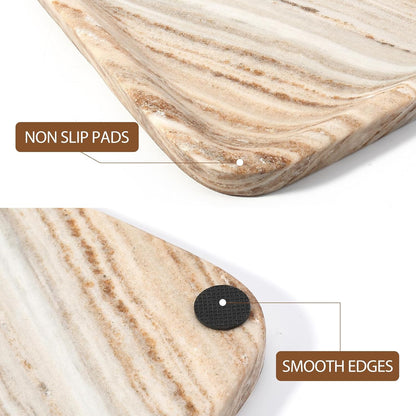 Koville Romano Travertine Tray, 12"x8" Natural Stone Vanity Tray for Countertop Bathroom Kitchen Dresser, Decorative Marble Catchall Trays for Perfume Jewelry, Rectangular Serving Tray(Beige)