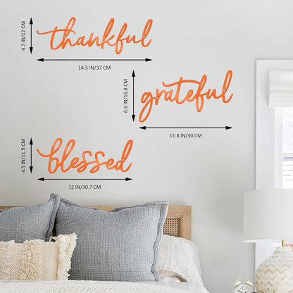 Thankful Grateful Blessed Letter Sign Metal Wall Decor, 3 Piece Black Letters Wall Art for Bathroom Bedroom Metal Words Wall Decor for Home Decor