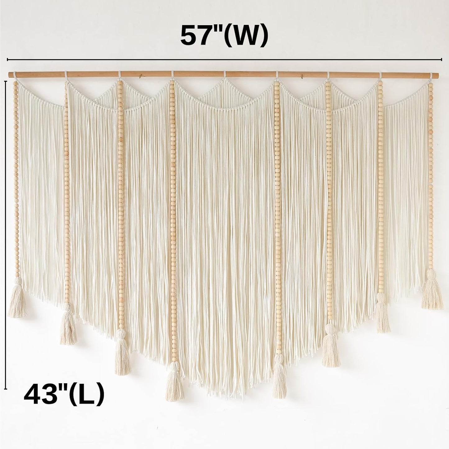 Jakalin Macrame Wall Hanging Dip Dyed Fiber Macrame Wall Decor Boho Cord Living Room Wall Art 57" Wx43 L