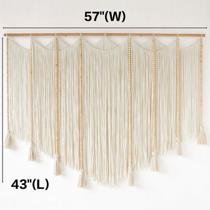 Jakalin Macrame Wall Hanging Dip Dyed Fiber Macrame Wall Decor Boho Cord Living Room Wall Art 57" Wx43 L