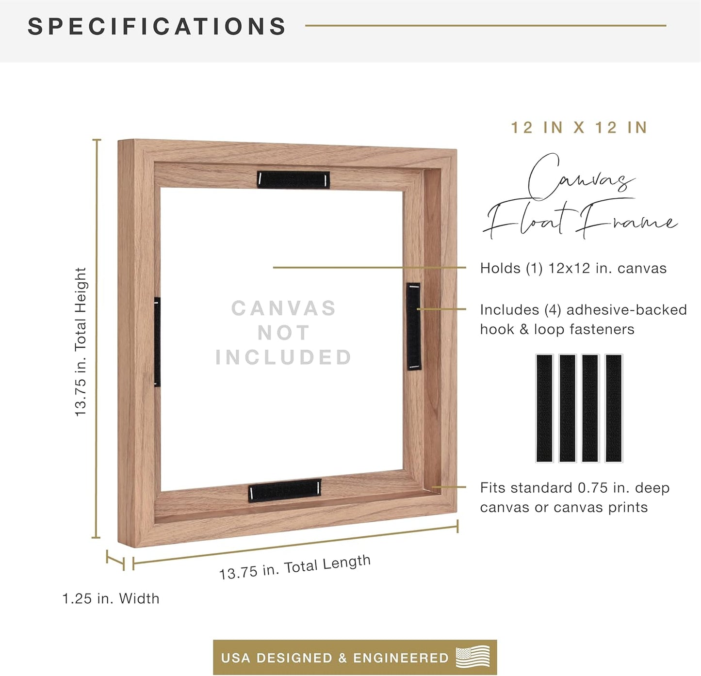MCS Canvas Float Frames 8x10 Frame, Black Frame for Finished Canvases, Vertical & Horizontal Wall Hanging Frame with Adhesive for Canvas Paintings (1-Pack)