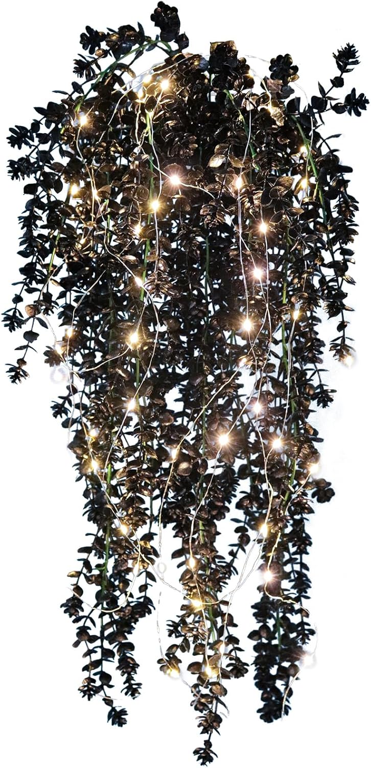 RECUTMS Artificial Hanging Plants Fake Hanging Plant Faux Eucalyptus Leaf Greenery Vine Outdoor UV Resistant Plastic Plants Home Garden Wedding Party Indoor Outdoor Decorations(White)