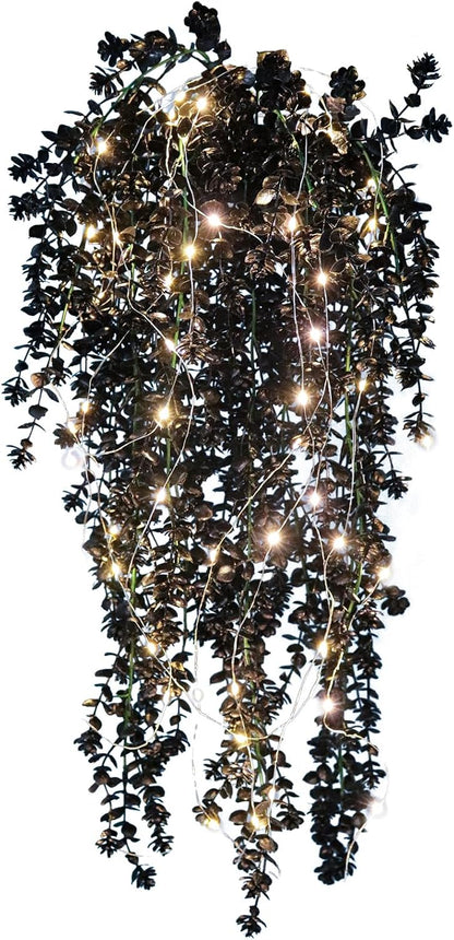 RECUTMS Artificial Hanging Plants Fake Hanging Plant Faux Eucalyptus Leaf Greenery Vine Outdoor UV Resistant Plastic Plants Home Garden Wedding Party Indoor Outdoor Decorations(White)