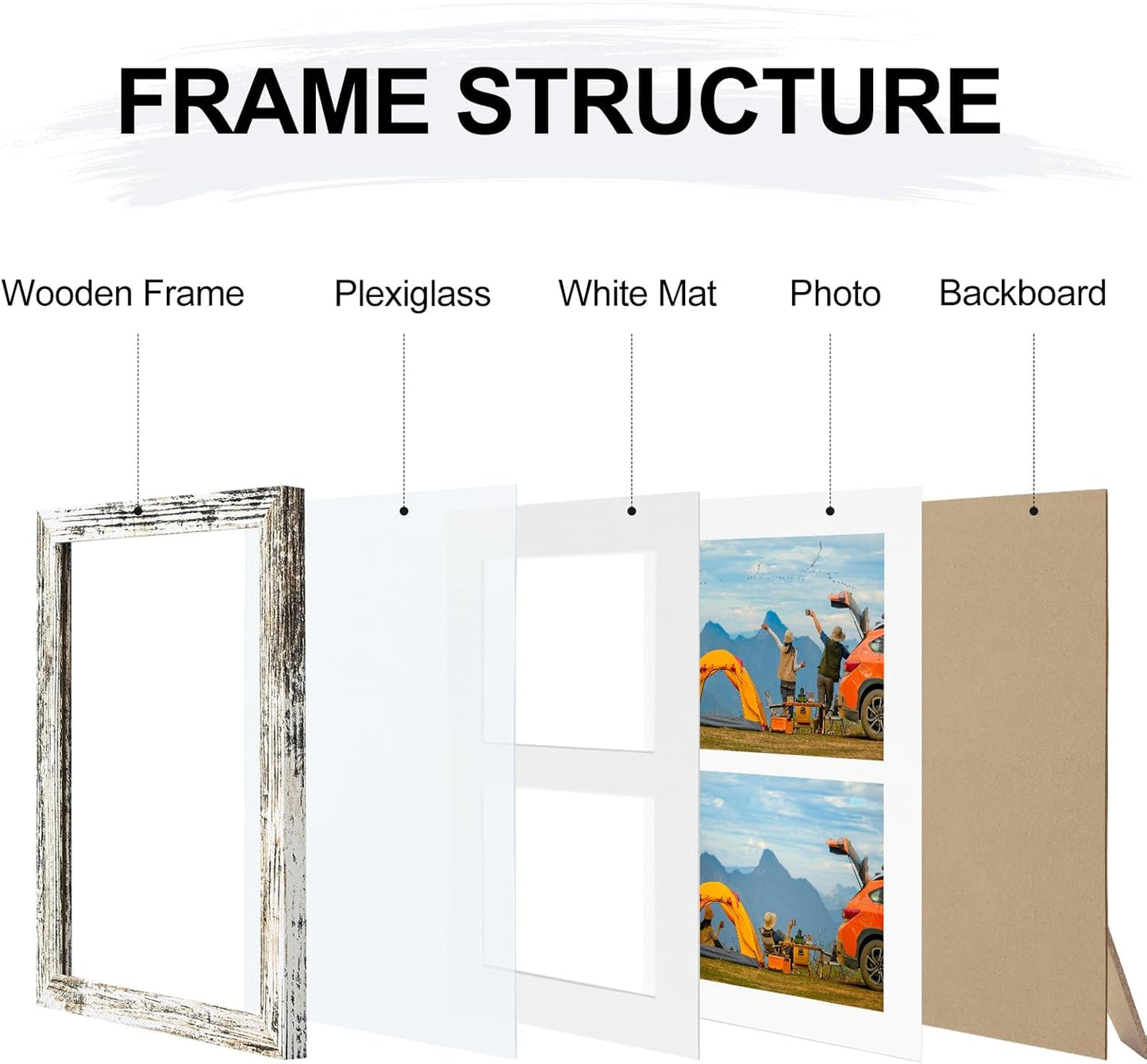 Vittanly 11x14 Collage Picture Frame, Displays 5Pcs 4x6 Pictures with Mat or 1Pcs 11x14 without Mat for Wall Mounting, Picture Frames Collage Wall Decor in Black, 1 Pack