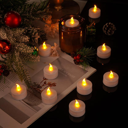 PUNPUBA LED Tea Lights Candles- 24Pack Flameless Candles Realistic and Bright Flickering Long Lasting 200Hours for Holiday Celebration,Party, Home Decoration WarmWhite,Battery Operated