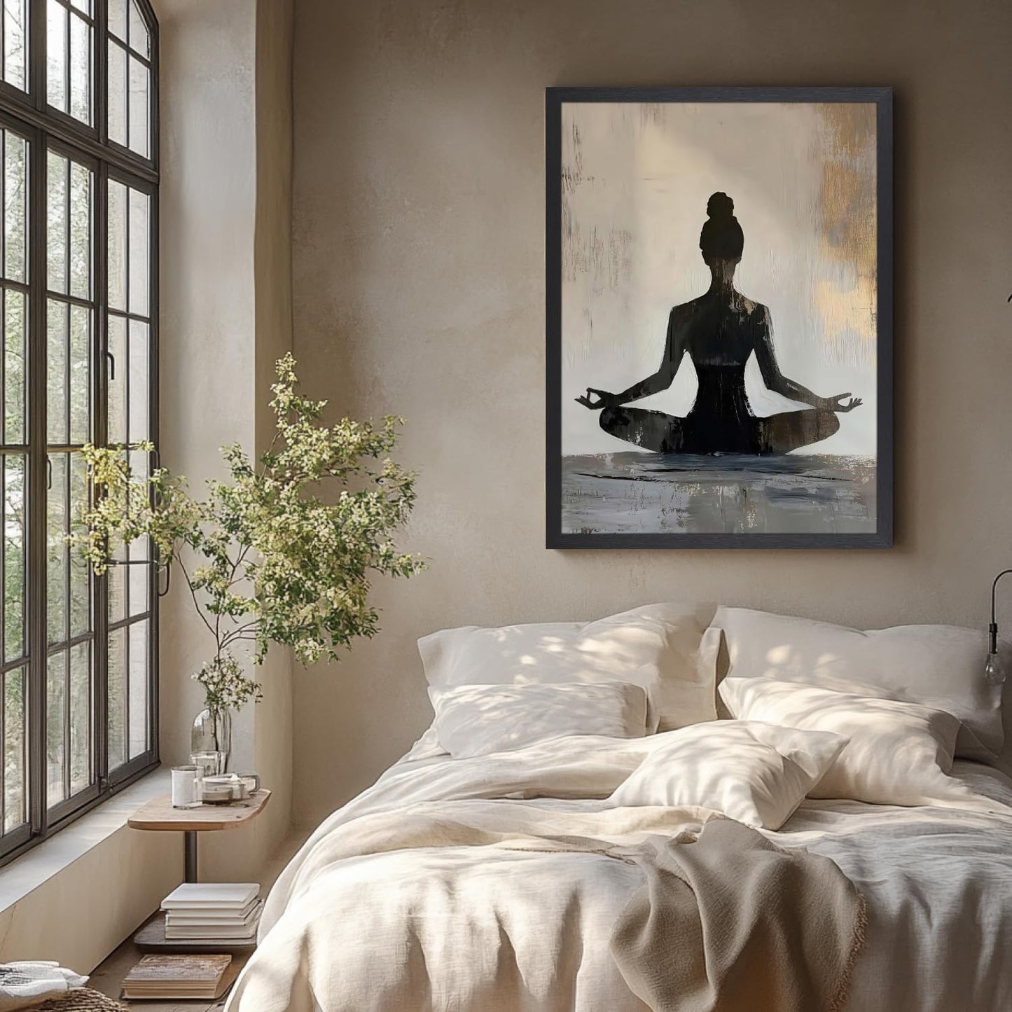 GELDSTEI Calm Zen Botanical Canvas Wall Art, White Lotus Blooming on Stones in Water Aesthetic Pictures, Yoga Spa Meditation Room Decor, Modern Spiritual Poster Prints for Zen Office Framed Set of 3, Each 12x16 Inch