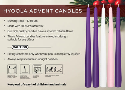 Hyoola Tall Taper Candles - 10 Inch Metallic Gold Unscented Dripless Taper Candles - 8 Hour Burn Time - 4 Pack