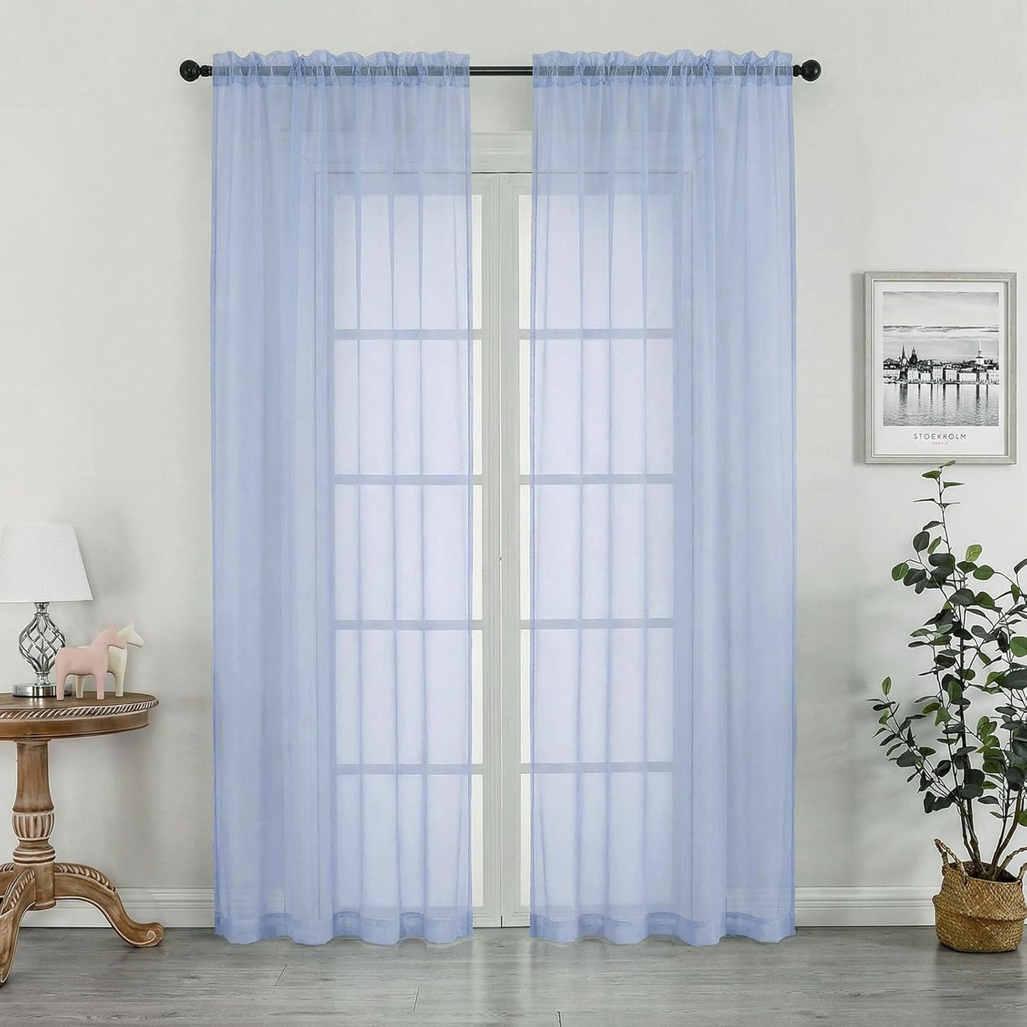 OWENIE Sheer Curtains 84 inches Long 2 Panels Set for Living Room/Bedroom, Rod Pocket Voile Sheer Panel Drapes, White, 2pcs, Each 42" W x 84" L - Colors A