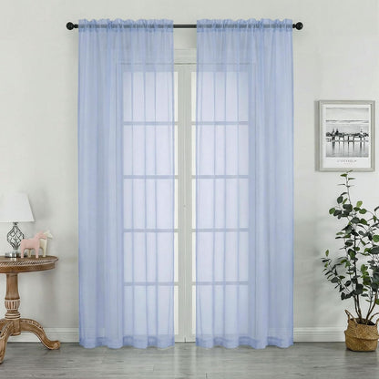 OWENIE Sheer Curtains 84 inches Long 2 Panels Set for Living Room/Bedroom, Rod Pocket Voile Sheer Panel Drapes, White, 2pcs, Each 42" W x 84" L - Colors A