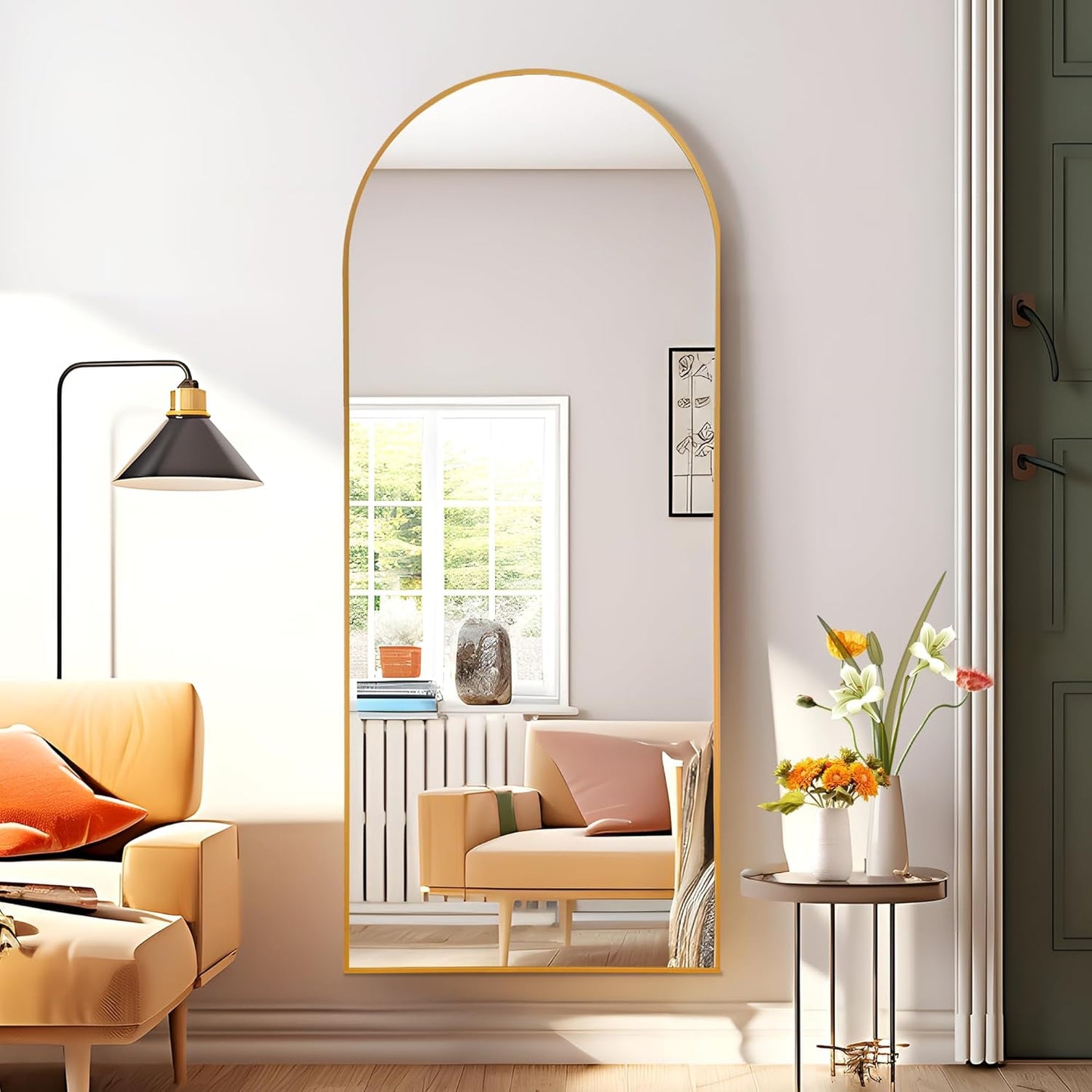 NicBex Full Length Mirror with Stand, 56"x19" Aluminum Alloy Frame Floor Mirror, Black, Shatter-Proof Glass - Free Standing, Leaning Against Wall or Wall-Mounted, for Bedroom Living Room Dressing Room