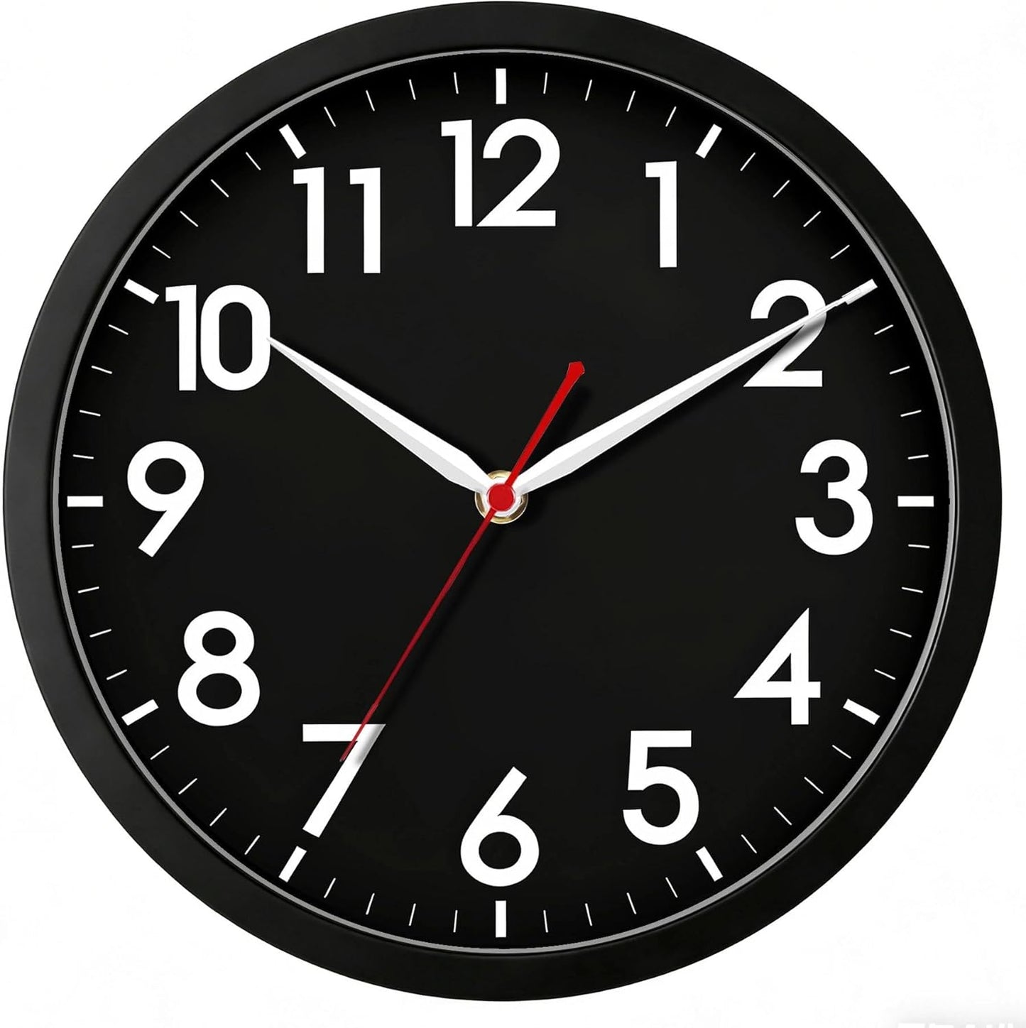 AKCISOT Wall Clock, Modern Small Wall Clocks Battery Operated 8 Inch, Silent Non-Ticking Analog Classic for Office, Home, Bathroom, Kitchen, Bedroom, School(Black)