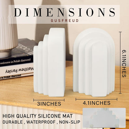 Heavy Duty Book Ends for Shelves, Decorative Book Stopper for Shelves, Resin Decor Bookends for Heavy Books, Modern Home Decor Aesthetic Bookend Aesthetically Pleasing Layered Arch Design, Set of 2