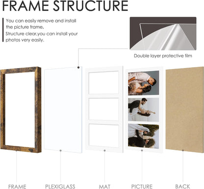 DUENPY 14x26 Collage Picture Frame 4x6 Collage Picture Frame Displays Twelve 4x6 inch Photos Available Horizontal Wall Mounting Display and Vertical Black - Colors B