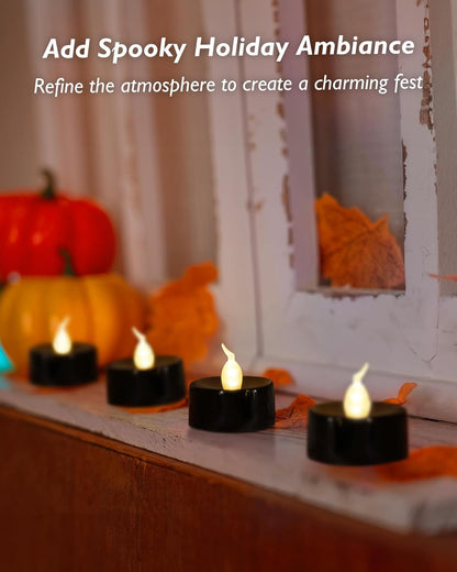 merrynights LED Candles, Tea Lights Candles Battery Operated Bulk, 50-Pack Long-Lasting 200 Hours Flameless Tealight Candles, Realistic Tea Lights for Christmas Halloween Wedding, 1.5'' D X 1.25'' H