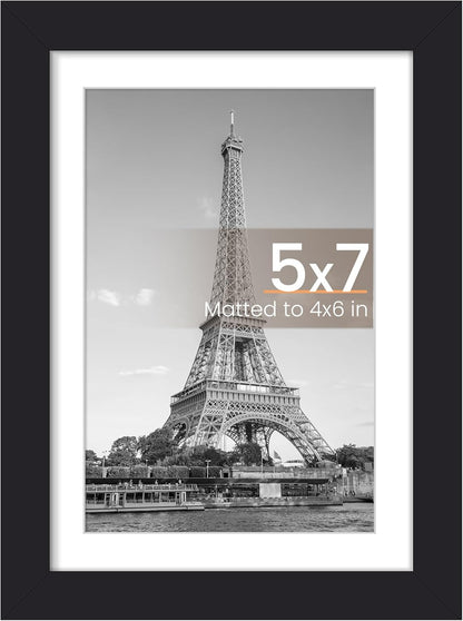 upsimples 8x10 Picture Frame, Display Pictures 5x7 with Mat or 8x10 Without Mat, Wall Hanging Photo Frame, Black, 1 Pack - Colors A