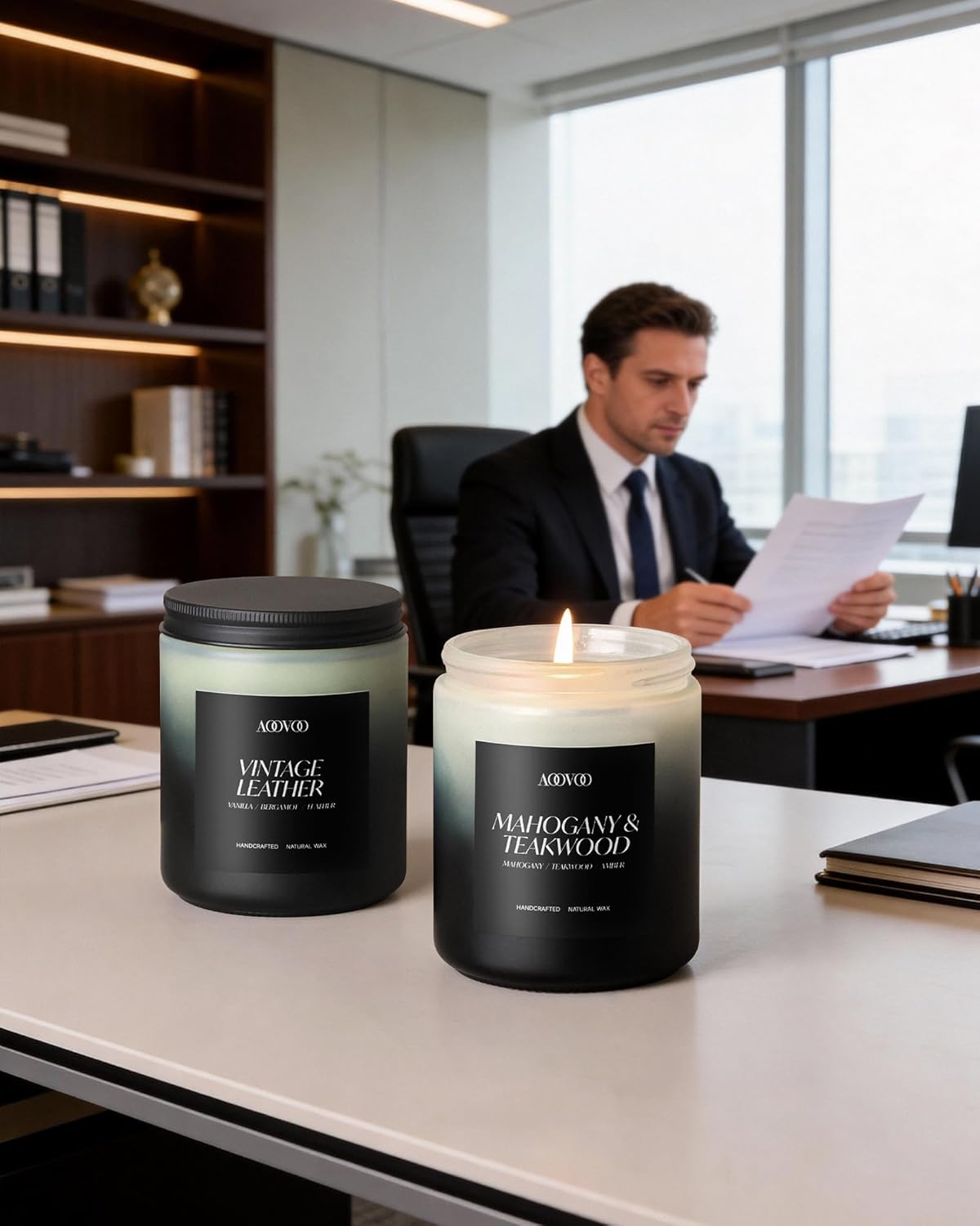 AOOVOO Scented Candles Set - 6 Pack Men Candles for Home Scented, 42 oz Soy Wax, 300 Hour Long Lasting Candle, Soy Candle Gifts Set for Men, Birthday, Valentine, Christmas, Anniversary Present