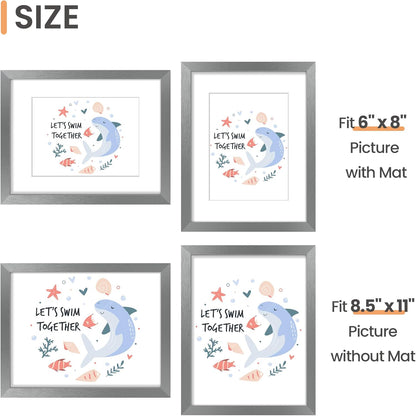 upsimples 8x10 Picture Frame, Display Pictures 5x7 with Mat or 8x10 Without Mat, Wall Hanging Photo Frame, Black, 1 Pack - Colors B