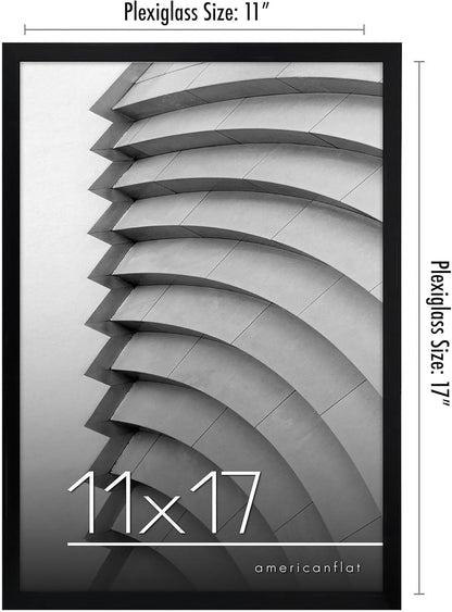 Americanflat 24x36 Poster Frame with Polished Plexiglass - Streamline Collection - Thin Border Picture Frame for Wall Display - Hanging Hardware Included - Black - Colors B