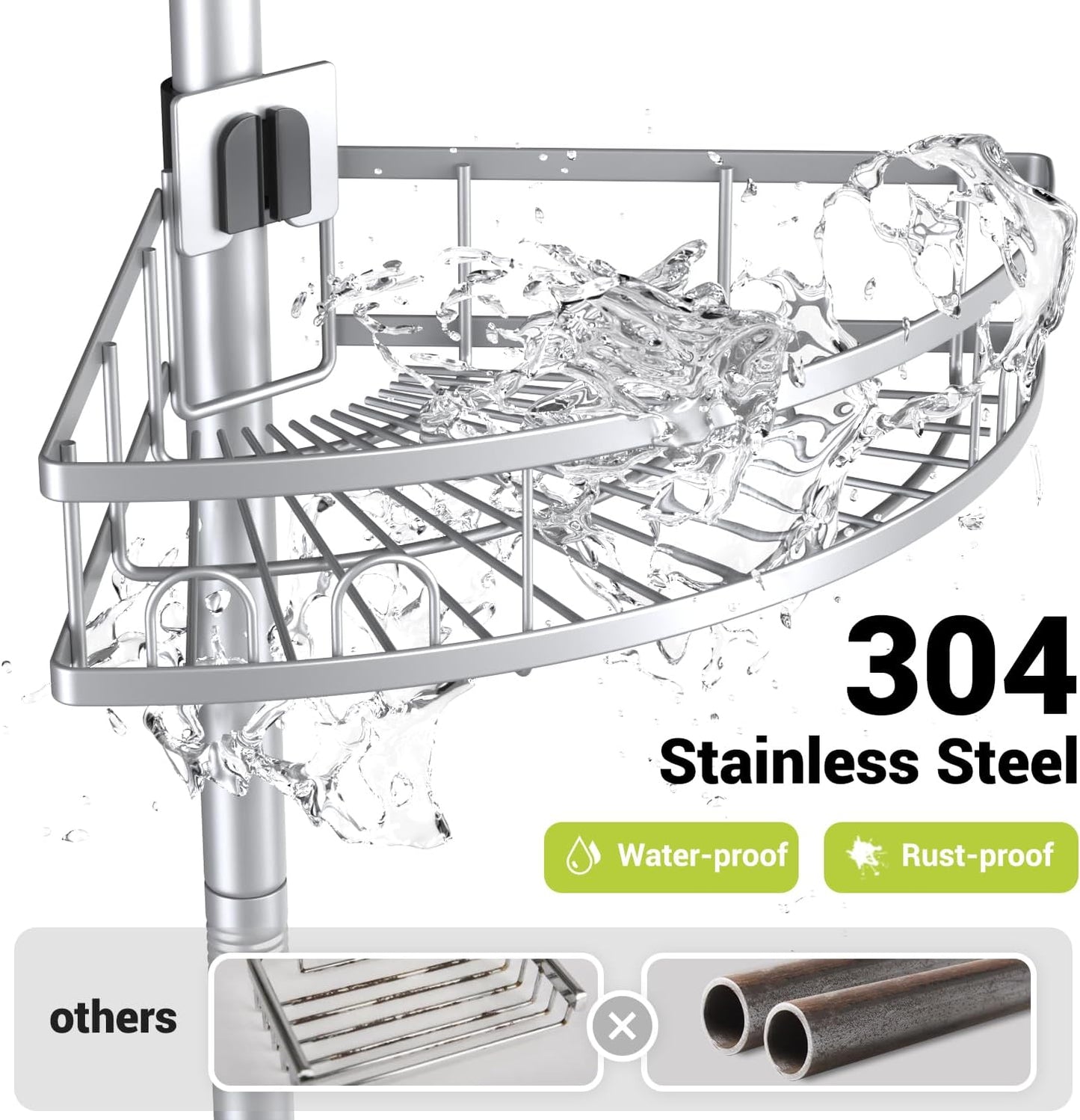 Aitatty Corner Shower Caddy Standing: 4-tier Rustproof Shower Organizer Shelf - Floor Shower Corner Shelf Rack Stand for Bathroom Black